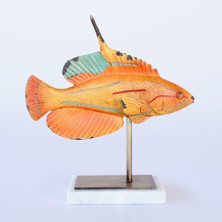 Medium Orange Fish On Marble Base